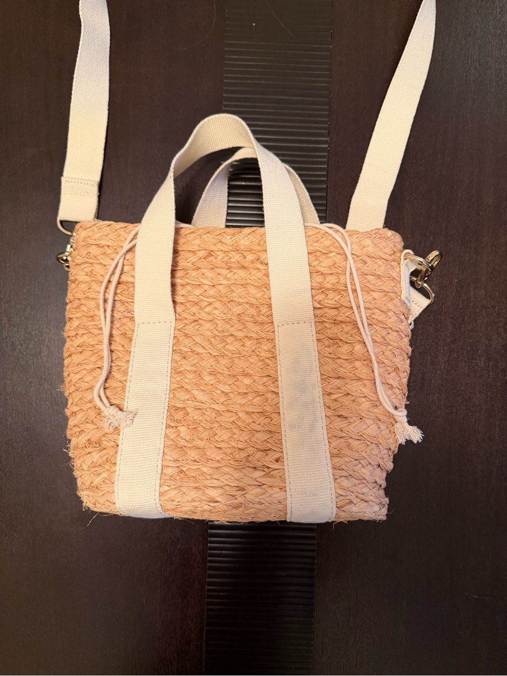 NWT J.Crew Factory Raffia Straw Mini Tote Bag Summer Beach Handle and Strap - Picture 12 of 14